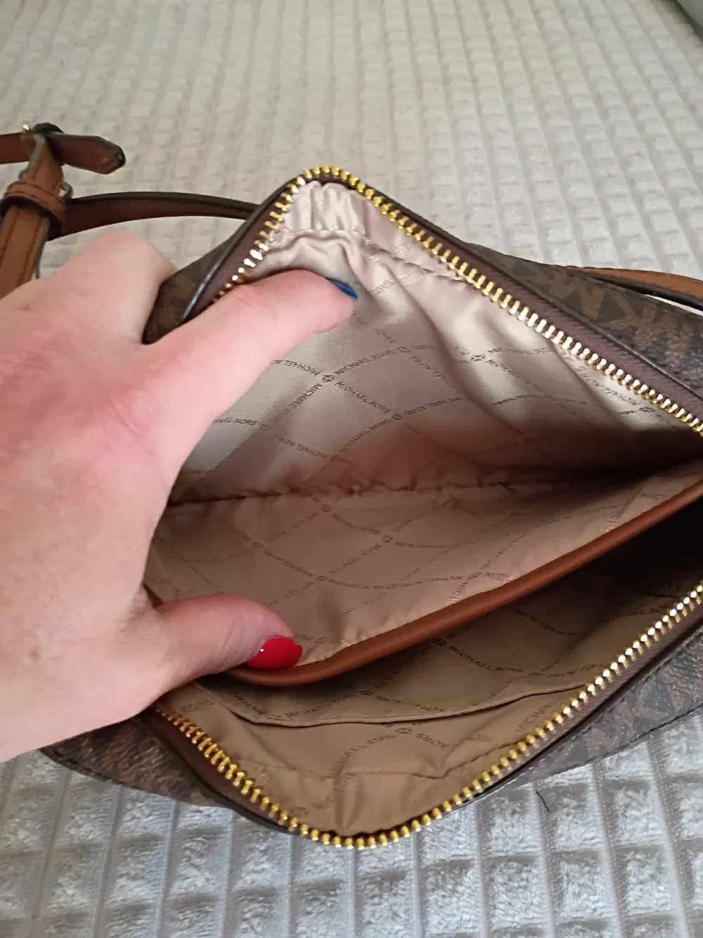 Michael Kors Brown Logo Crossbody Bag with Gold Hardware
